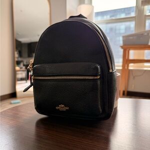 Coach Black Leather Backpack